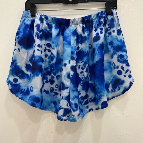 NWT Van Winkle & Co Womens Pajama Bottom Blue  Satin Shorts Size L - Picture 3 of 8